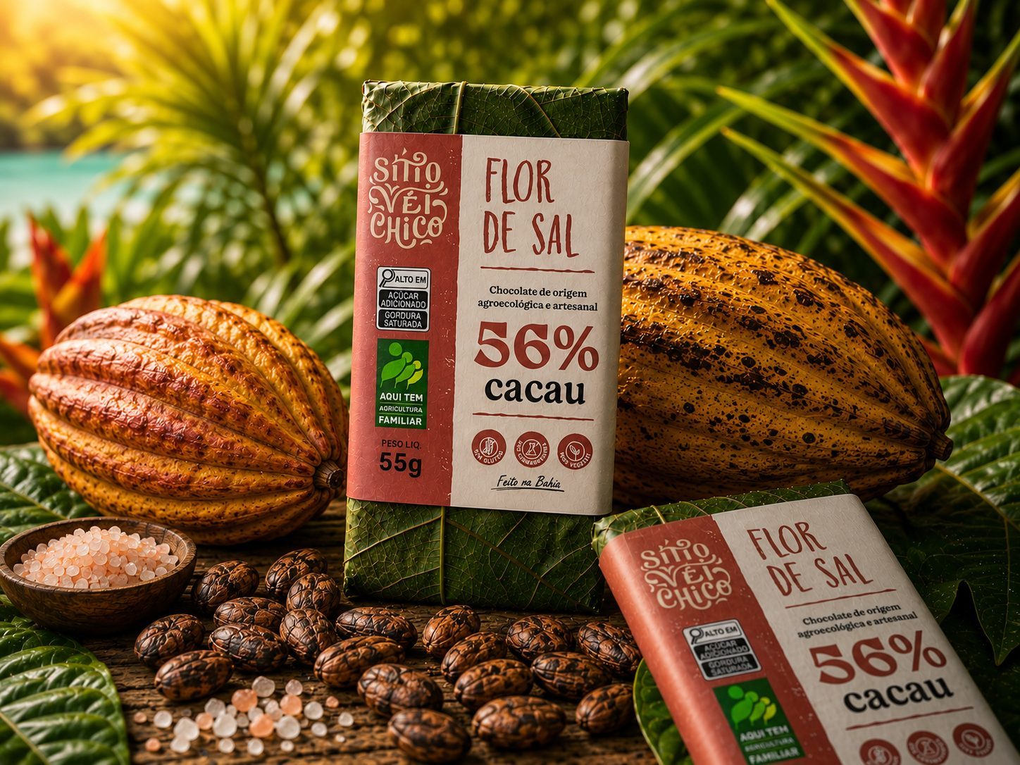 Chocolate Artesanal 56% Cacau – Flor de Sal | Barra 55g